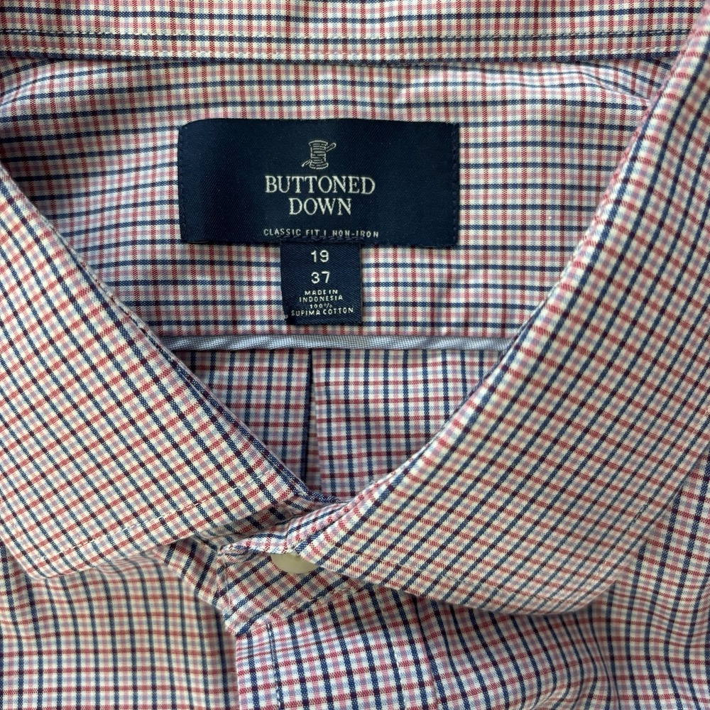 Buttoned Down Men's Button Down Shirt Multicolor Plaid Sz 19x37 Professional - Picture 4 of 7